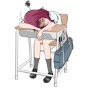 授業中寝る女子高生（テスト後・夏）