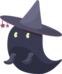 魔法使いの帽子をかぶったおばけのイラストです。