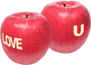 LOVE U と描かれたりんご