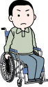 車椅子に乗った男性のイラストです。