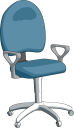 高さ調整が出来てキャスターで移動可能な事務用椅子のイラストです。