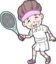 テニスをするおばあちゃん