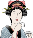 お茶する浮世絵女性