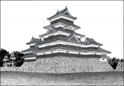 松本城の天守閣のイラスト