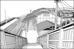 萩駅の駅舎のイラストです。