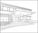 公共施設っぽい建物のイラストです。