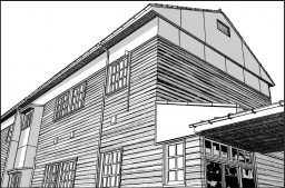 木造校舎の外観のイラストです。