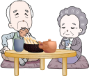 お茶をする老夫婦