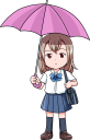傘を差している制服の女子高生(半袖)のイラストです。