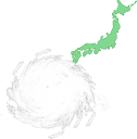 日本に接近する台風のイラストです。