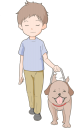 盲導犬と散歩する視覚障碍者