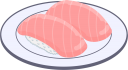 皿に乗ったマグロ中トロの握り寿司のイラストです。