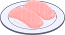 皿に乗ったマグロ大トロの握り寿司のイラストです。