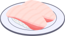 皿に乗ったハマチの握り寿司のイラストです。