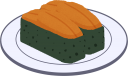 皿に乗ったウニの軍艦寿司のイラストです。