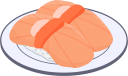 皿に乗ったアカガイの握り寿司のイラストです。