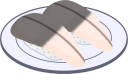 皿に乗ったトリガイの握り寿司のイラストです。