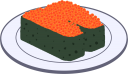 皿に乗ったいくら軍艦寿司のイラストです。