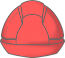 一般的な工事用ヘルメット（赤）のイラストです。