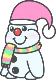 おしゃれをした末っ子雪だるまのイラストです。