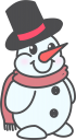 おしゃれをした長男雪だるまのイラストです。