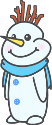 おしゃれをした次男雪だるまのイラストです。