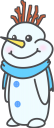おしゃれをした次男雪だるまのイラストです。