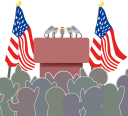 アメリカ選挙集会の演説台
