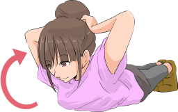 背筋をする女性のイラストです。矢印の無いヴァージョンもあります。