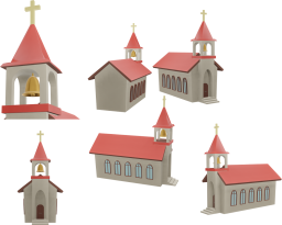 教会の3Dレンダリング画像詰め合わせです。