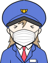 マスクをする女性警備員