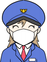 マスクをする女性警備員のイラストです。