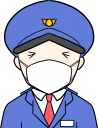 マスクをする男性警備員のイラストです。