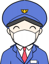 マスクをする男性警備員のイラストです。