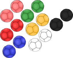 7色のボッチャ用ボールのイラストです。