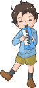 鍵盤ハーモニカを楽しそうに吹く男の子のイラストです。