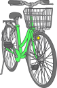 緑のボディのノーマル自転車のイラストです。