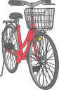 赤いボディのノーマル自転車のイラストです。