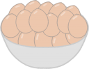 ボウルに入った卵のイラストです。(オレンジ色の卵のverはヴァリアントをご覧ください。)