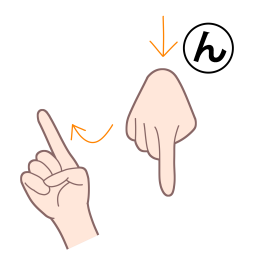 「ん」を表す指文字の手話の絵カードです。