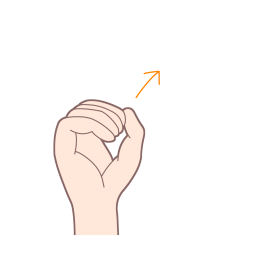 「を」を表す指文字の手話の絵カードです。