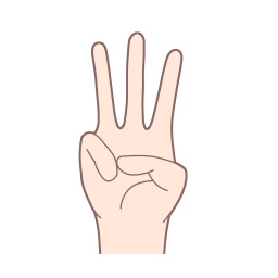 「わ」を表す指文字の手話の絵カードです。