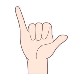 「や」を表す指文字の手話の絵カードです。