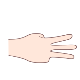 「み」を表す指文字の手話の絵カードです。