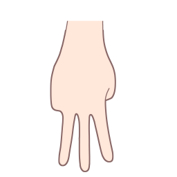 「ま」を表す指文字の手話の絵カードです。