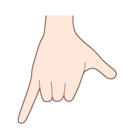 「へ」を表す指文字の手話の絵カードです。