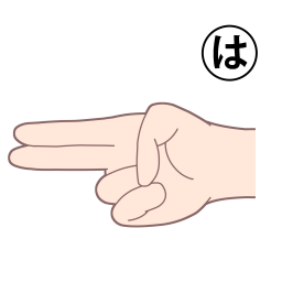 「は」を表す指文字の手話の絵カードです。