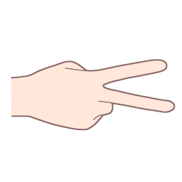 「に」を表す指文字の手話の絵カードです。