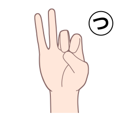 「つ」を表す指文字の手話の絵カードです。