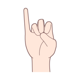 「ち」を表す指文字の手話の絵カードです。